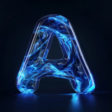 Water alphabet, realistic letters water, water font letter A
