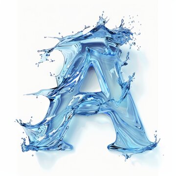 Water alphabet, realistic letters water, water font letter A