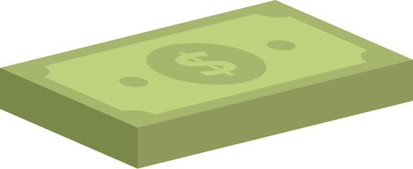 Poster - Isometric illustration of a stack of dollar bills with the top bill facing up