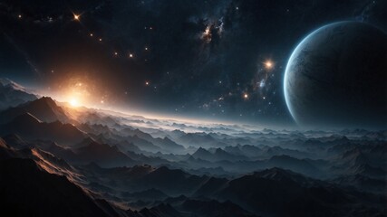 Wall Mural - Beautiful wallpaper dark space with rays of light