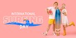 © Pixel-Shot - Banner for International Surfing Day with young couple with surfboard and watermelon