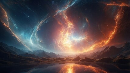 Wall Mural - Beautiful wallpaper unearthly skyline of space