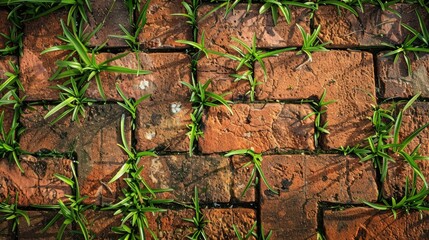 Sticker - Grass growing in brick pattern gaps