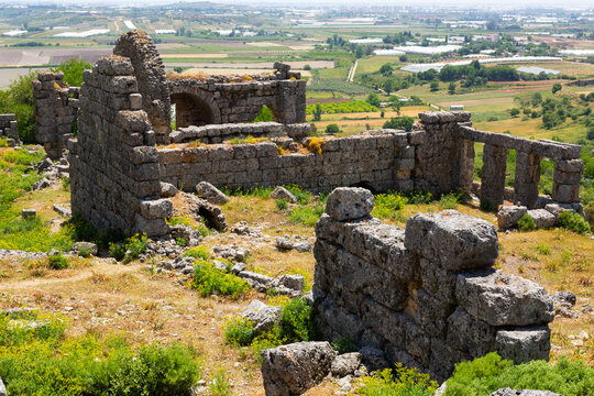 Ruins of Roman Baths in Sillyon, ancient Pamphylian city in Turkey.