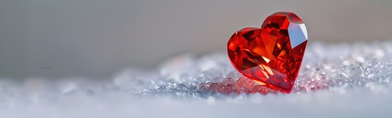 Red heart shaped diamond on white background