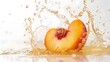 © Ziyan - half peach fallen into a juice splash isolated on white