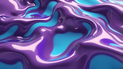 Wall Mural - abstract liquid animation colorful holographic liquid background in metallic blue and polarized violet high quality