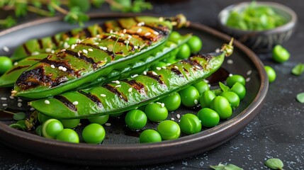 Grilled Sugar Snap Peas with Sesame Seeds