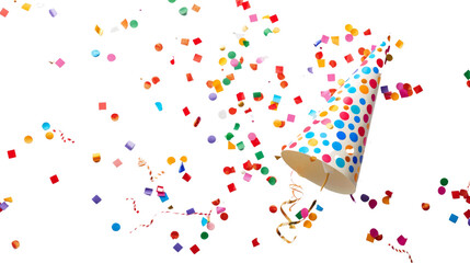 Party popper confetti , party concept on white background 