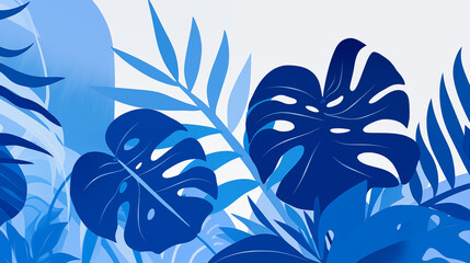 Poster - Minimalist Blue Leaf Design