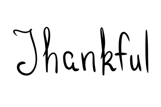 Lettering thankful in black illustration