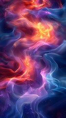 Poster - Mesmerizing Abstract Colorful Flowing Curves and Organic Patterns in Dynamic Movement