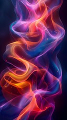 Poster - Dazzling Bioluminescent Illumination Abstract Curved Lines in Vibrant Chromatic Interplay