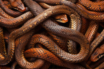 Wall Mural - Close up of snakes tangled together. Chinese new year 2025 background. Year of the snake