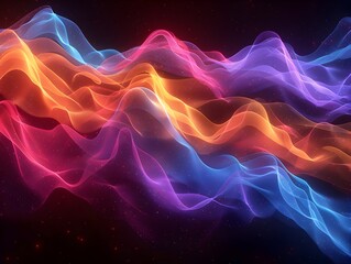 Poster - Captivating Chromatic Interplay of Flowing Neon Tinged Energy and Surreal Mirage Like Distortions