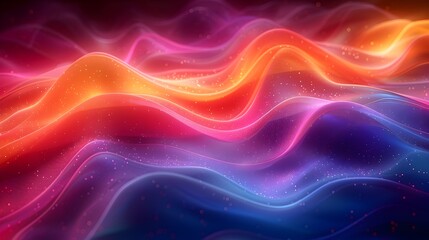 Poster - Mesmerizing Abstract Colorful Curved Flowing Lines Holographic Shimmer Digital Artwork Composition