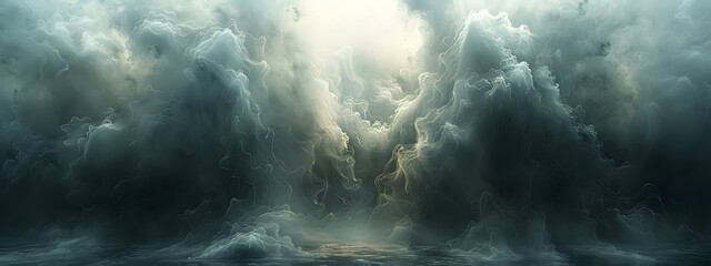 Poster - Ethereal Atmospheric Abstract with Fluid Gray and Black Brushwork