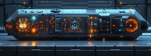 Poster - Hyper Intelligent Surveillance Unit with Geometric Casing and Holographic Readouts