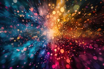 Wall Mural - a colorful explosion in space with a bright orange and blue background
