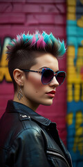 Woman British Punk Rock 1980s Sunglasses New Wave Fashion Cosmetics Beauty