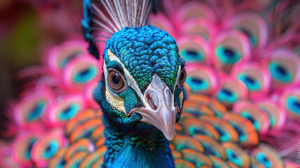 Poster - Close-up detail of a colorful peacock feather illustration