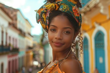 Beautiful Bahiana in Traditional Dress in Salvador

