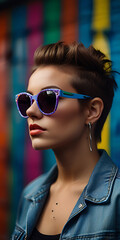 Woman British Punk Rock 1980s Sunglasses New Wave Fashion Cosmetics Beauty