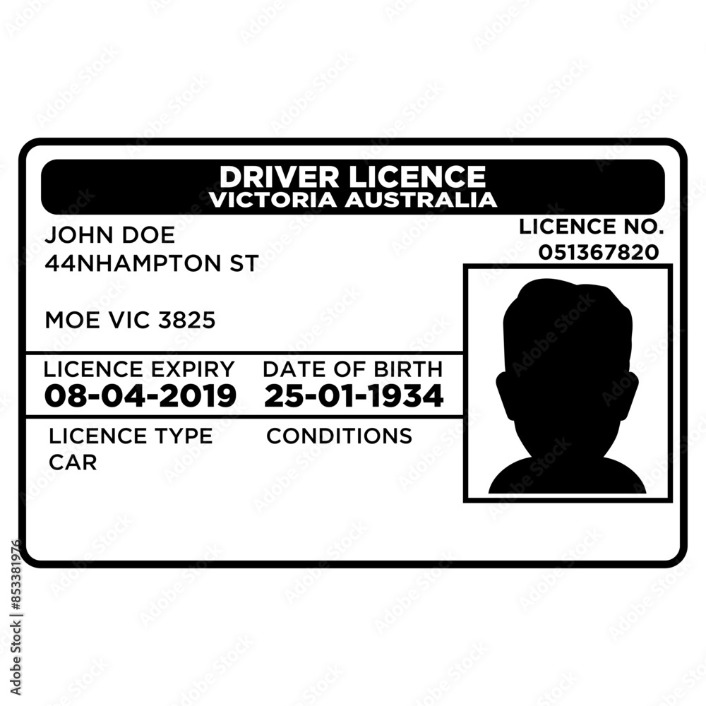 Australia Drivers Licence Template Stock Vector | Adobe Stock
