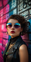 Woman British Punk Rock 1980s Sunglasses New Wave Fashion Cosmetics Beauty