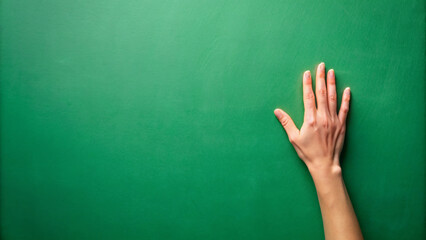 A hand against a green board, ready to write