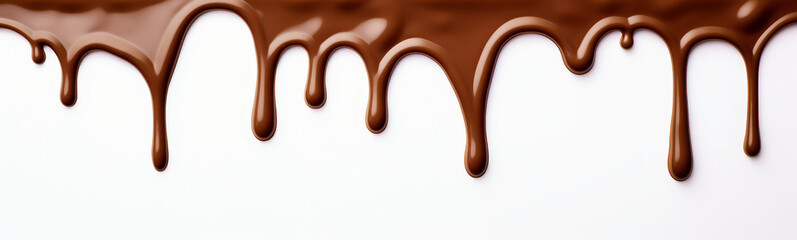 melted chocolate dripping on white background