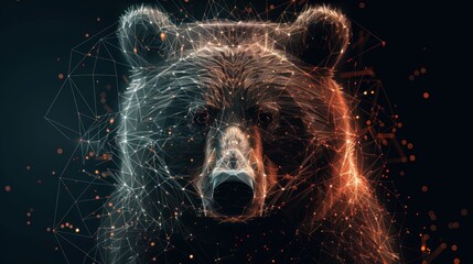 Wall Mural - Abstract Bear Illustration with Glowing Polygonal Lines