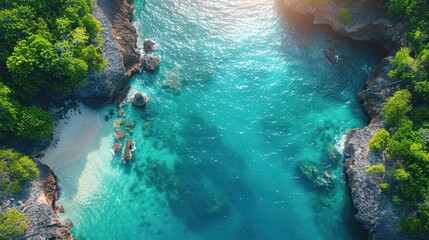 Aerial View of a Secluded Beach Cove