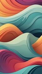 Wall Mural - A colorful, abstract painting of a wave with a blue and orange stripe. The painting is full of vibrant colors and has a dynamic, energetic feel to it. The wave appears to be in motion