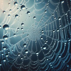 spider web with dew drops