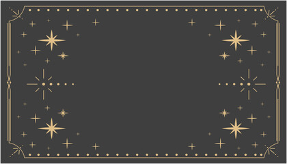 Wall Mural - golden celestial minimal esoteric frame, thin line border, mystyc linear decoration with dots, moon,