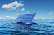 © anantachat - Solar panels on a floating platform with a distant coastline