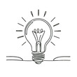 © MUHAMMAD - Light bulb continuous line art, Light bulb line art, Concept of idea emergence