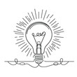 © MUHAMMAD - Light bulb continuous line art, Light bulb line art, Concept of idea emergence