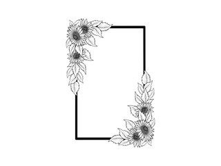 Wall Mural - Flower Line Art Black and White