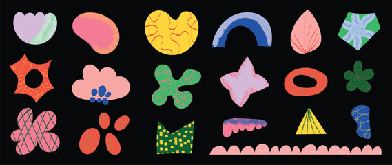 Poster - set of abstract retro organic shapes vector. collection of contemporary figure, cloud, sparkle, bubb