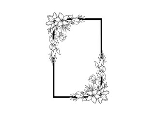 Wall Mural - Flower Line Art Frame Background