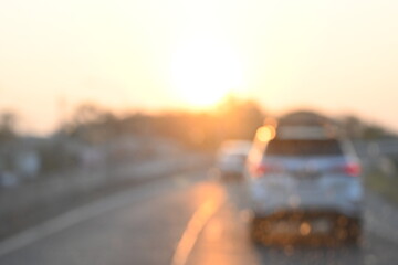 Wall Mural - highway traffic with safety barrier on road asphalt, blurred image