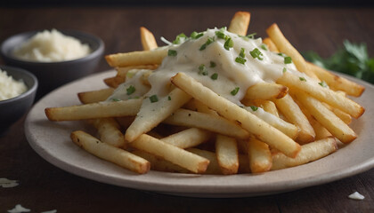 Wall Mural - a plate of fries with garlic and parmesan on it