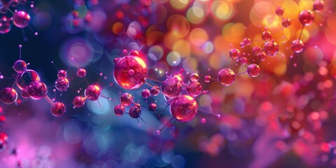 Aufkleber - Vibrant molecular structure background, depicting the dynamic and colorful nature of molecular compositions