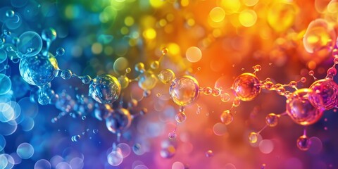 Poster - Vibrant molecular structure background, depicting the dynamic and colorful nature of molecular compositions
