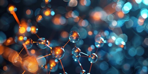 Poster - Digital molecular structure graphic, featuring a detailed depiction of molecular configurations and patterns