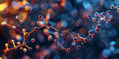Poster - Digital molecular structure graphic, featuring a detailed depiction of molecular configurations and patterns