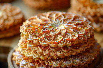 Wall Mural - Pizzelle Cookies with Intricate Designs
