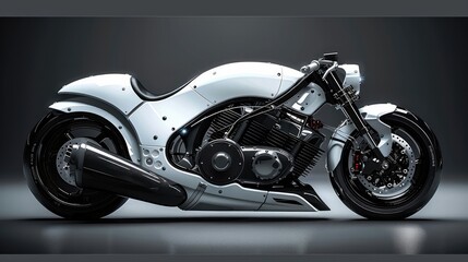 Poster - Futuristic motorcycle, futuristic sci-fi, realistic, in pure black background, concept design. Generative AI.